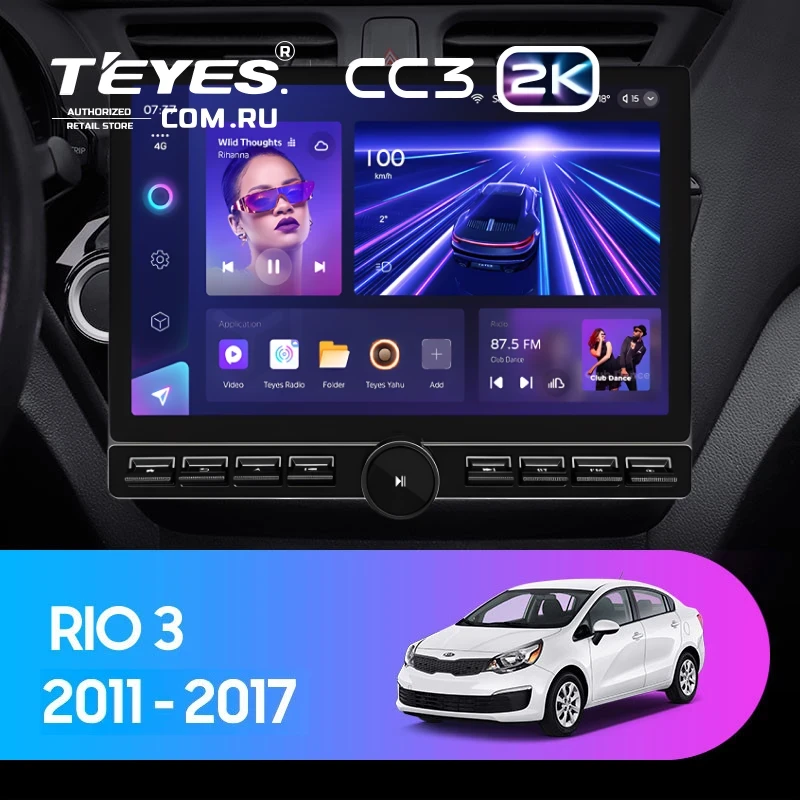 Штатная магнитола Teyes CC3 2K 6/128 Kia Rio 3 (2011-2017) (13" с кнопками)