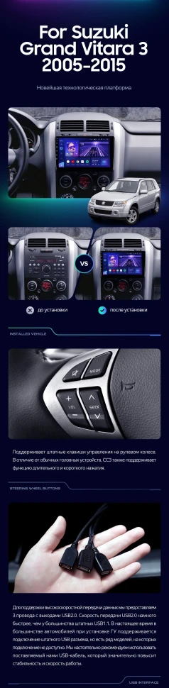Штатная магнитола Teyes CC3 4/32 Suzuki Grand Vitara 3 (2005-2015)