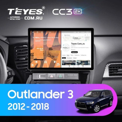 Штатная магнитола Teyes CC3 2K 4/32 Mitsubishi Outlander 3 GF0W GG0W (2012-2018) Тип-A (11")