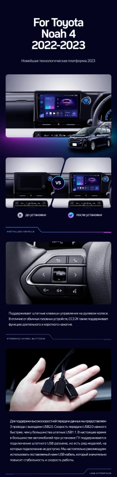 Штатная магнитола Teyes CC3 4/32 Toyota Noah 4 R90 (2022-2023) Правый руль
