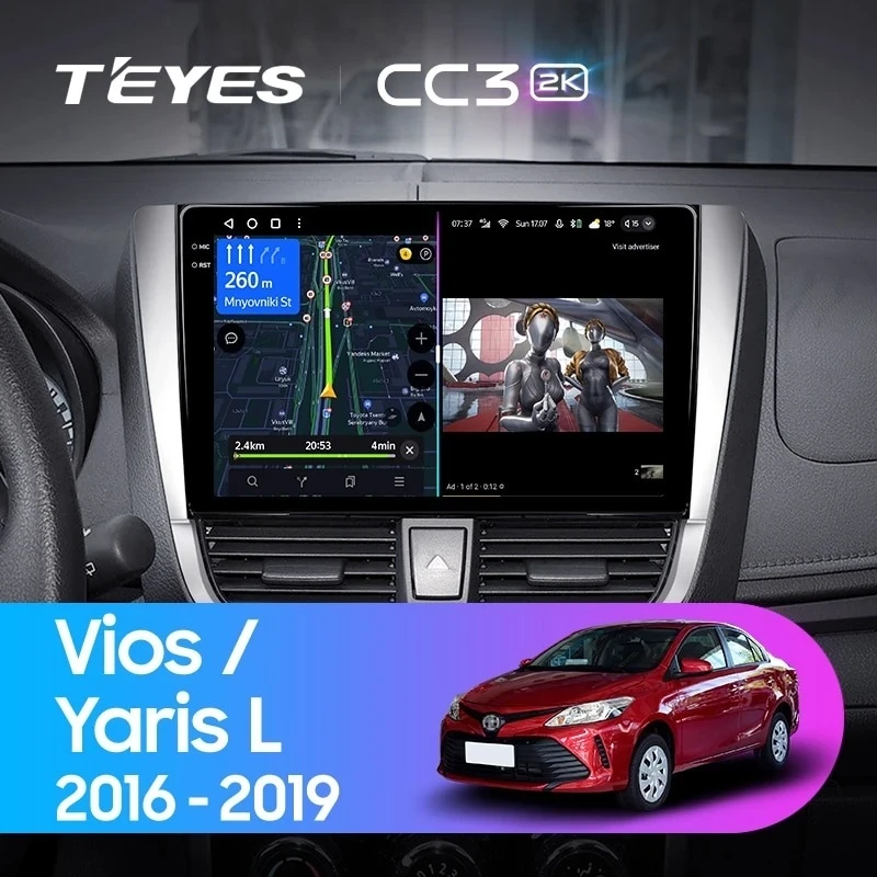 Штатная магнитола Teyes CC3 2K 6/128 Toyota Yaris L (2016-2019)