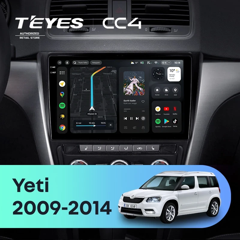 Штатная магнитола Teyes CC4 6/64 Skoda Yeti 5L (2009-2014)
