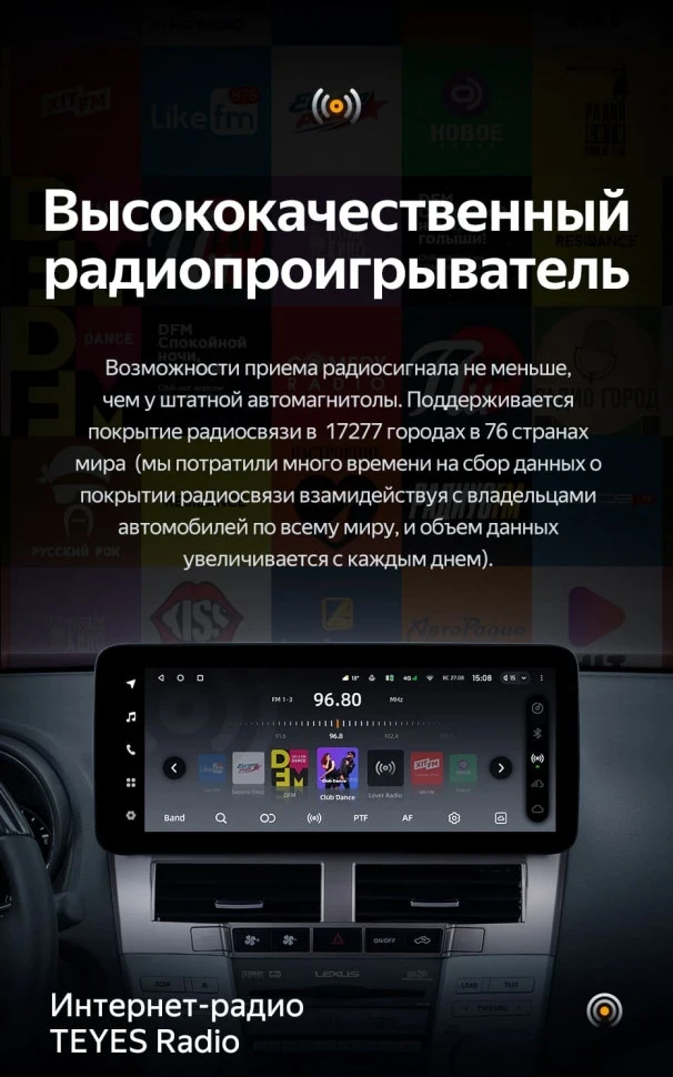 Штатная магнитола Teyes LUX ONE 6/128 Toyota Harrier XU30 (2003-2013) Тип-A