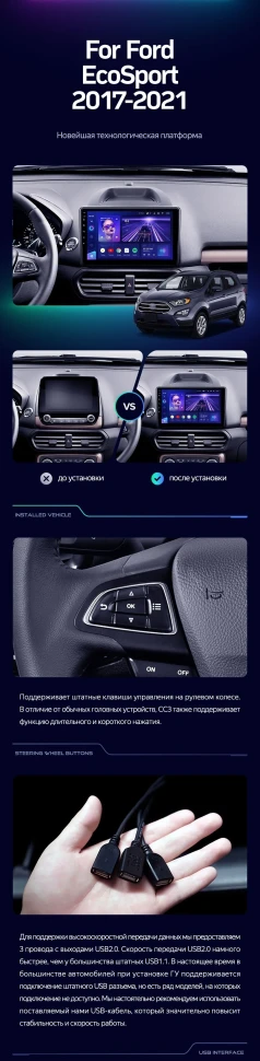 Штатная магнитола Teyes CC3 2K 6/128 Ford EcoSport (2017-2021)