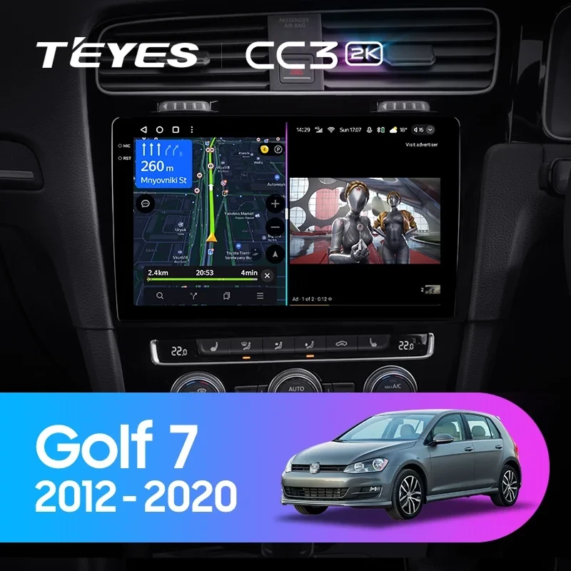 Штатная магнитола Teyes CC3 2K 360 6/128 Volkswagen Golf 7 MK7 (2012-2020) Правый руль