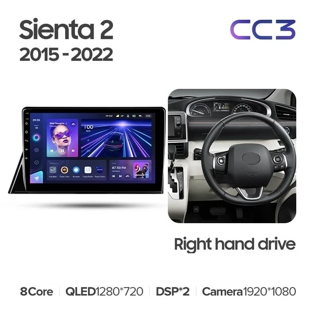 Штатная магнитола Teyes CC3 4/32 Toyota Sienta 2 XP170 (2015-2022) Правый руль