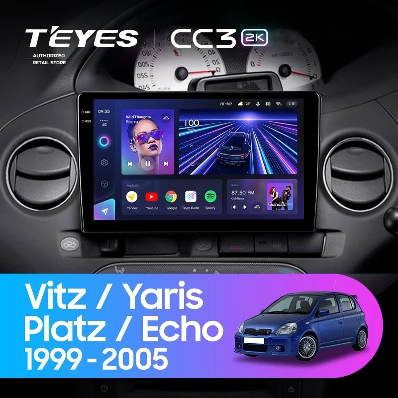 Штатная магнитола Teyes CC3 2K 4/64 Toyota Yaris (1999-2005) F2