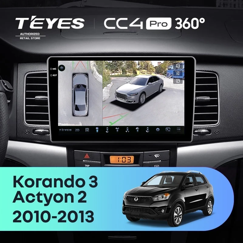 Штатная магнитола Teyes CC4 Pro 360 12/256 SsangYong Korando 3 Actyon 2 (2010-2013)