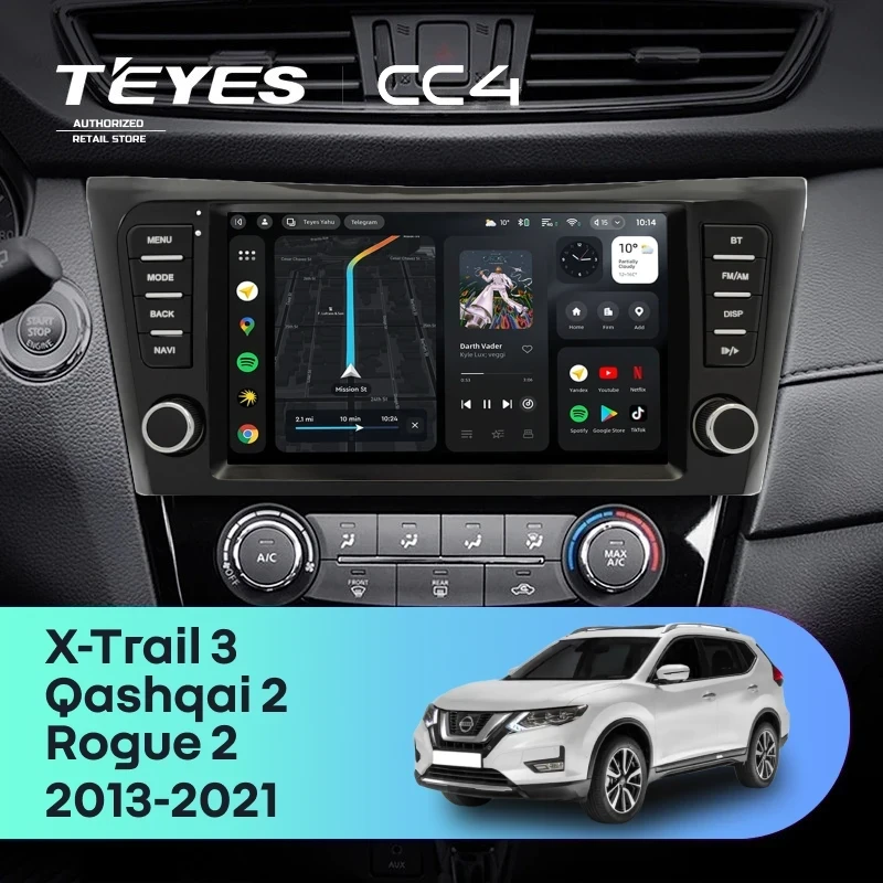 Штатная магнитола Teyes CC4 8/128 Nissan Qashqai 2 (2013-2021) F4 климат контроль Тип-AB с кнопками