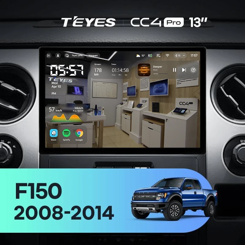 Штатная магнитола Teyes CC4 Pro 8/128 Ford F150 P415 Raptor (2008-2014) F2 (13")