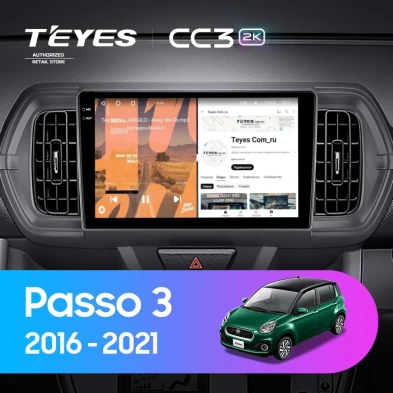 Штатная магнитола Teyes CC3 2K 6/128 Toyota Passo 3 (2016-2021) Правый руль