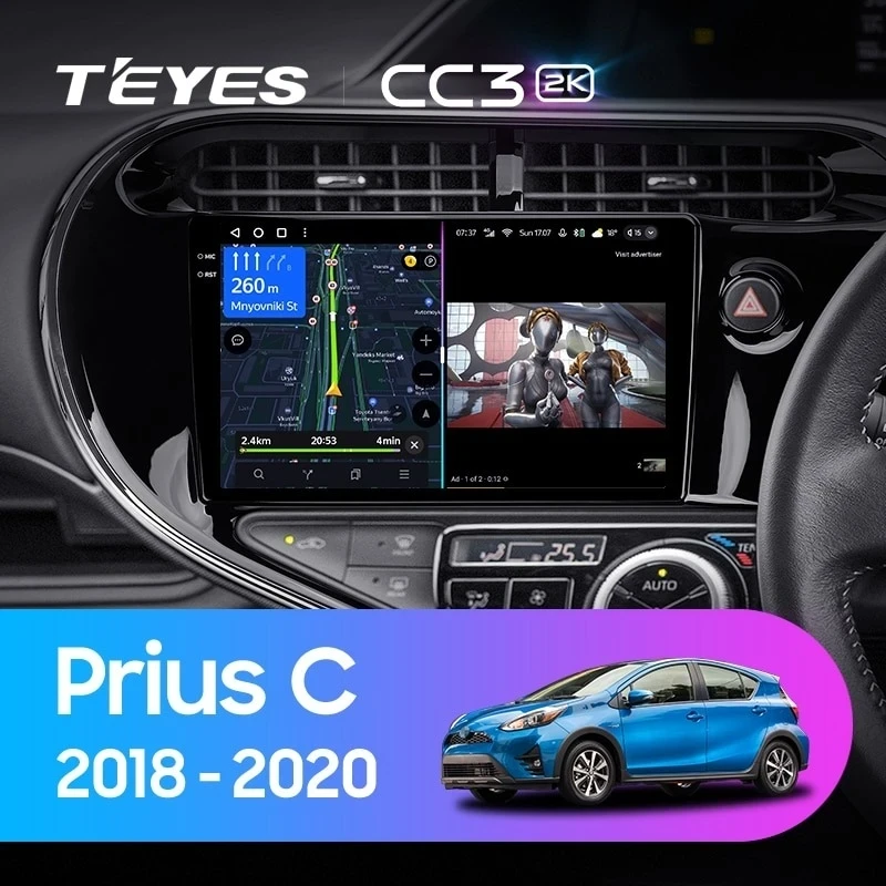 Штатная магнитола Teyes CC3 2K 4/64 Toyota Prius C (2018-2020) Правый руль