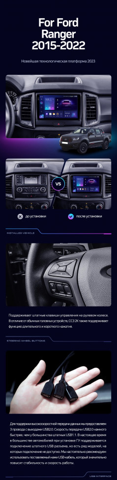 Штатная магнитола Teyes CC3L 4/64 Ford Ranger P703 (2015-2022) Тип-B