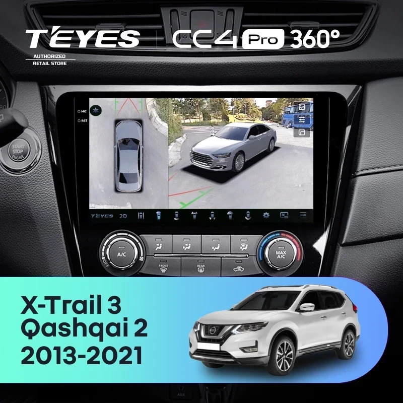 Штатная магнитола Teyes CC4 Pro 360 8/128 Nissan X-Trail 3 T32 (2013-2021) F2 климат контроль Тип-AB