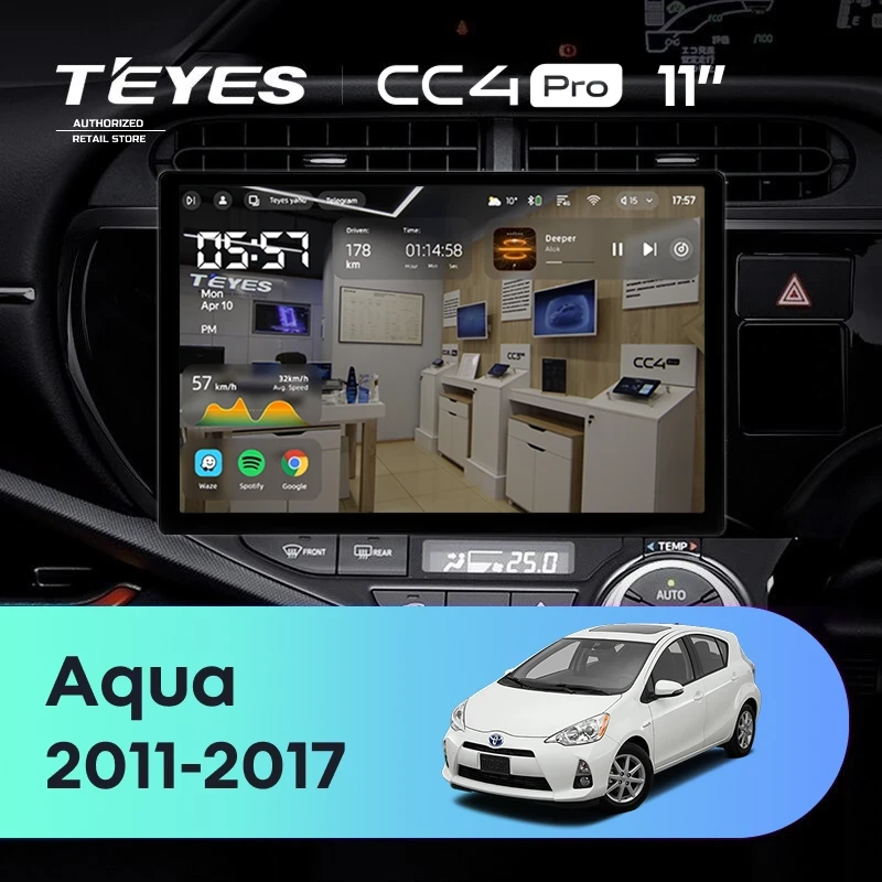 Штатная магнитола Teyes CC4 Pro 12/256 Toyota Aqua (2011-2017) Правый руль (11")