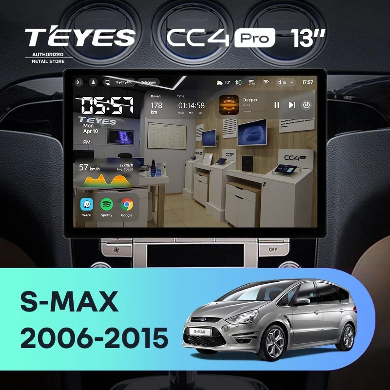 Штатная магнитола Teyes CC4 Pro 8/128 Ford S-MAX 1 (2006-2015) F1 (13")