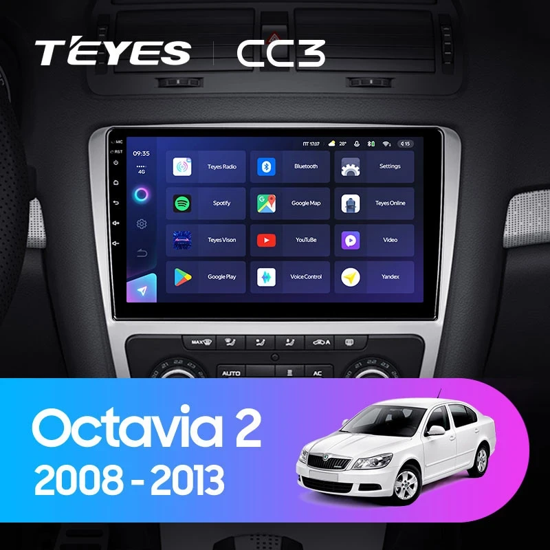 Штатная магнитола Teyes CC3 4/32 Skoda Octavia 2 A5 (2008-2013) Серая