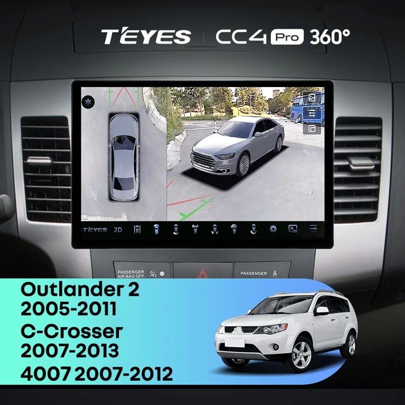 Штатная магнитола Teyes CC4 Pro 360 8/128 Mitsubishi Outlander 2 (2005-2011) Тип-B (13")