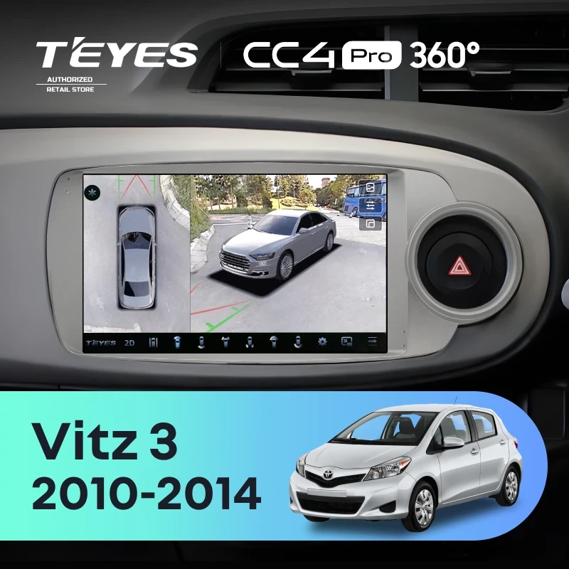 Штатная магнитола Teyes CC4 Pro 360 12/256 Toyota Vitz 3 (2010-2014) Правый руль