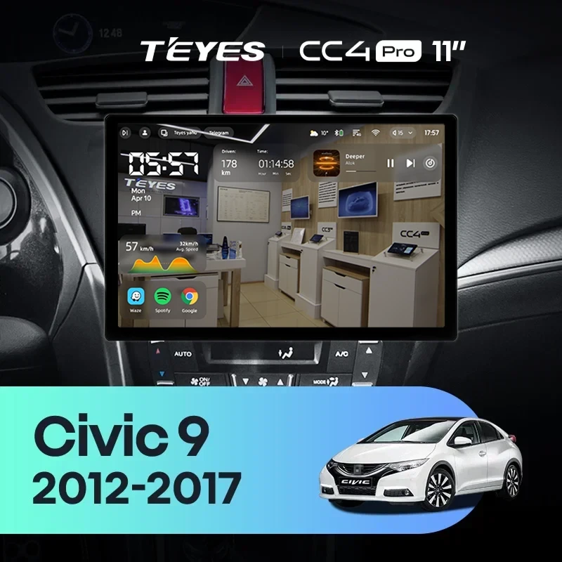 Штатная магнитола Teyes CC4 Pro 8/128 Honda Civic 9 FK FB (2012-2017) (11")