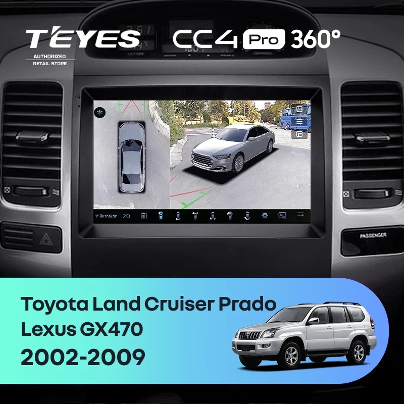 Штатная магнитола Teyes CC4 Pro 360 8/128 Toyota Land Cruiser Prado 120 (2002-2009) F2