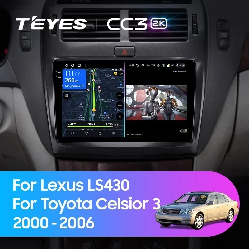 Штатная магнитола Teyes CC3 2K 360 6/128 Lexus LS430 XF30 (2000-2006) F1