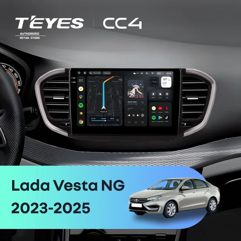 Штатная магнитола Teyes CC4 8/128 Lada Vesta NG (2023-2026) Тип-B (черно-серая)