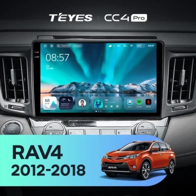 Штатная магнитола Teyes CC4 Pro 12/256 Toyota RAV4 4 XA40 5 XA50 (2012-2018) Правый руль