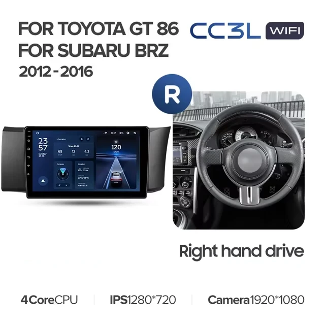 Штатная магнитола Teyes CC3L WiFi 2/32 Toyota GT 86 (2012-2016) Правый руль