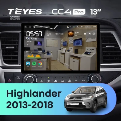 Штатная магнитола Teyes CC4 Pro 12/256 Toyota Highlander 3 XU50 (2013-2018) (13")