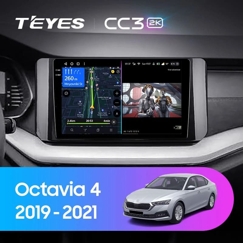 Штатная магнитола Teyes CC3 2K 360 6/128 Skoda Octavia 4 A8 (2019-2021)