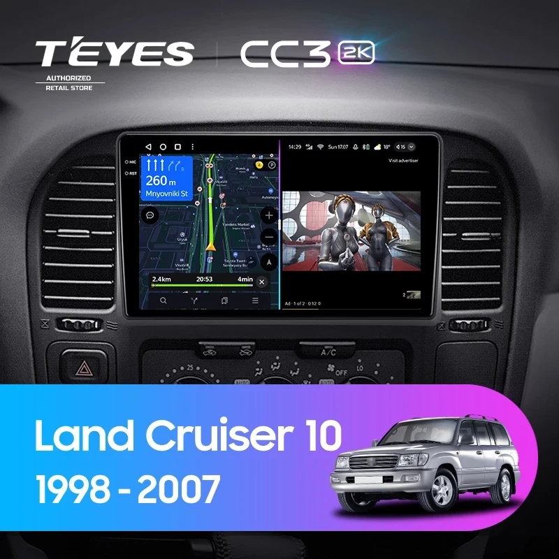 Штатная магнитола Teyes CC3 2K 4/64 Toyota Land Cruiser 10 J100 100 (1998-2007)