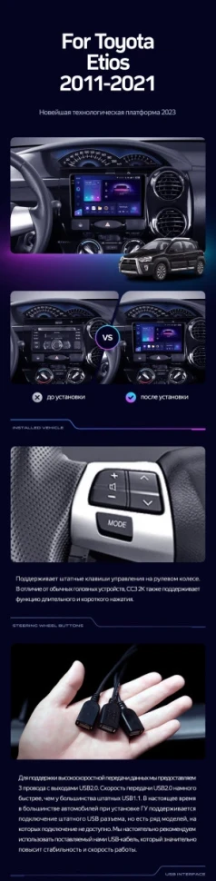 Штатная магнитола Teyes CC3 4/32 Toyota Etios (2011-2021)