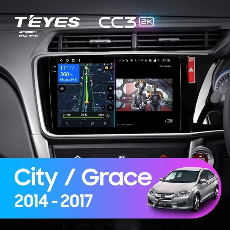 Штатная магнитола Teyes CC3 2K 4/64 Honda Grace (2014-2017) Тип-A Правый руль