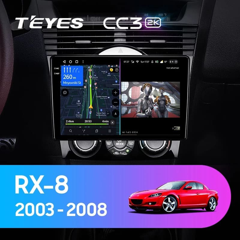 Штатная магнитола Teyes CC3 2K 4/64 Mazda RX-8 SE (2003-2008)