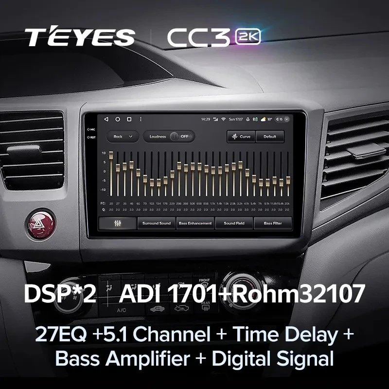 Штатная магнитола Teyes CC3 2K 6/128 Honda Civic 9 FB FK FD (2011-2015)