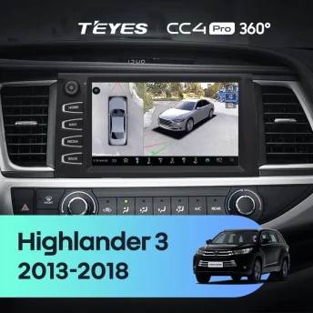 Штатная магнитола Teyes CC4 Pro 360 8/128 Toyota Highlander 3 XU50 (2013-2018) F2 с кнопками