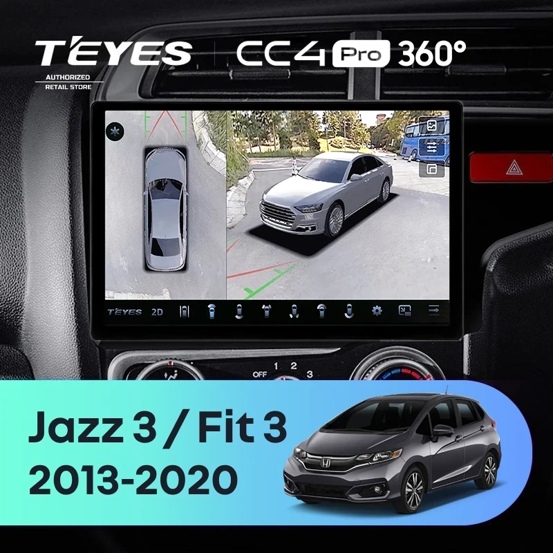 Штатная магнитола Teyes CC4 Pro 360 8/128 Honda Jazz 3 (2015-2020) Тип-B Правый руль (11")
