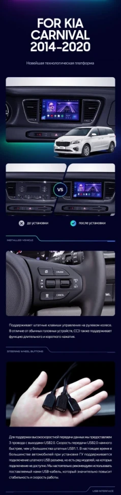 Штатная магнитола Teyes CC3 2K 4/32 Kia Carnival YP (2014-2021) F1 Тип-B