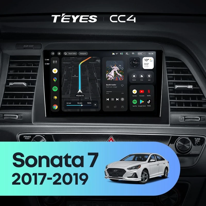 Штатная магнитола Teyes CC4 6/64 Hyundai Sonata 7 LF (2017-2019)