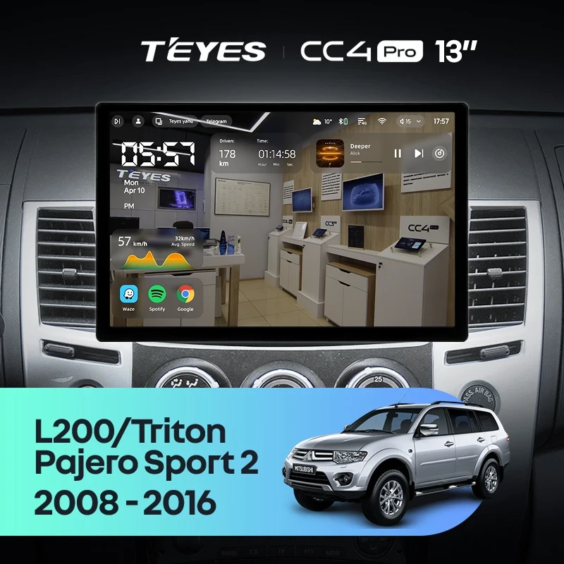 Штатная магнитола Teyes CC4 Pro 12/256 Mitsubishi Pajero Sport 2 (2008-2016) (13")