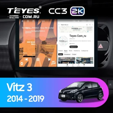 Штатная магнитола Teyes CC3 2K 4/64 Toyota Vitz III XP130 (2014-2019) Правый руль (13")