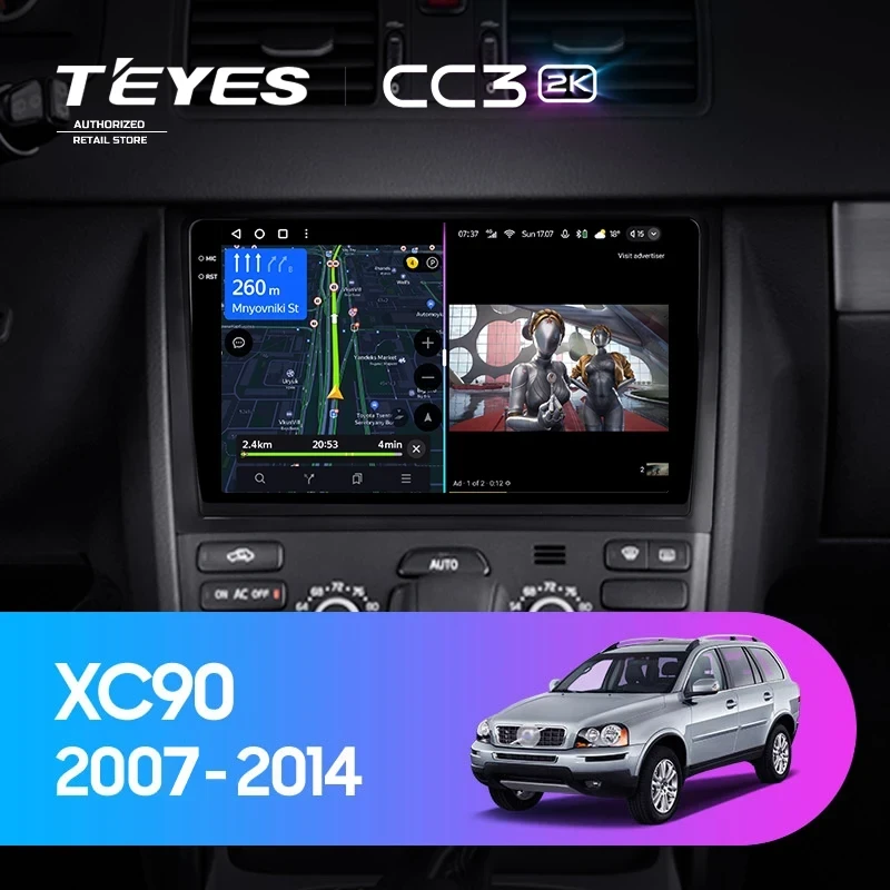 Штатная магнитола Teyes CC3 2K 360 6/128 Volvo XC90 (2007-2014) F2 (комплект для установки нижней части)