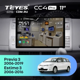 Штатная магнитола Teyes CC4 Pro 8/128 Toyota Previa XR50 3 (2006-2019) Правый руль (11")