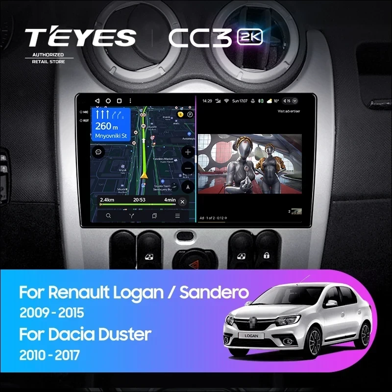 Штатная магнитола Teyes CC3 2K 6/128 Renault Logan 1 (2010-2015)