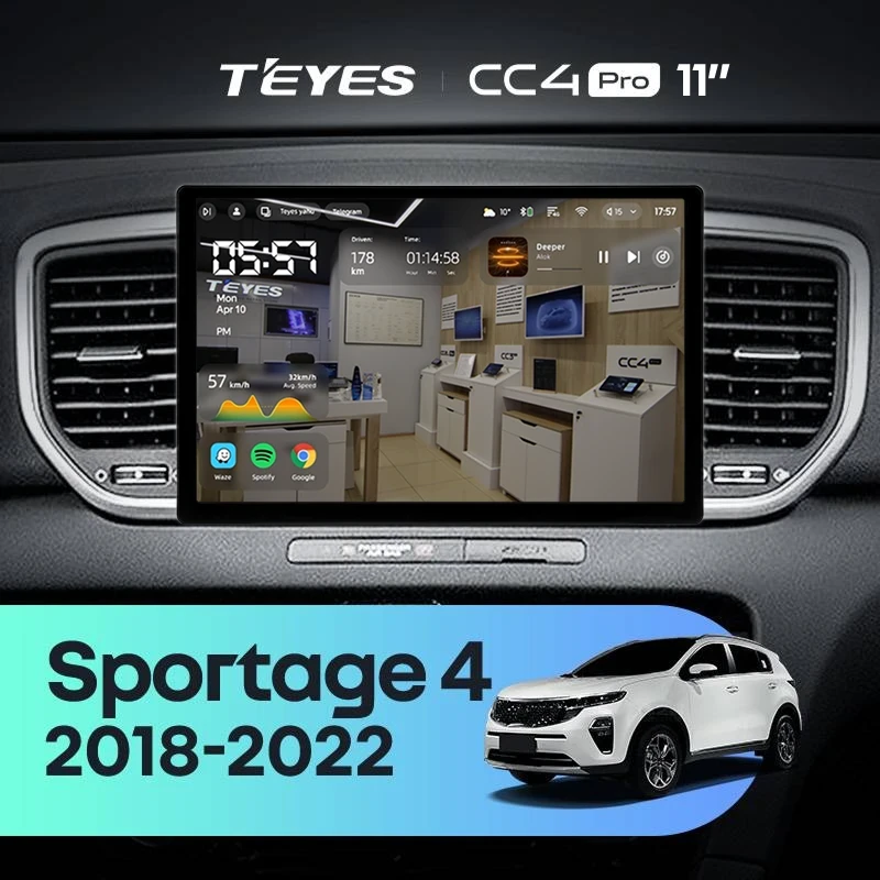 Штатная магнитола Teyes CC4 Pro 8/128 Kia Sportage 4 QL (2018-2022) Тип-A (11")