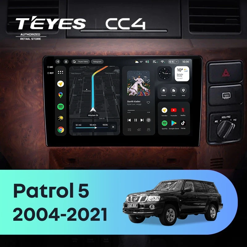 Штатная магнитола Teyes CC4 8/128 Nissan Patrol V 5 Y61 (2004-2021) F3 Правый руль