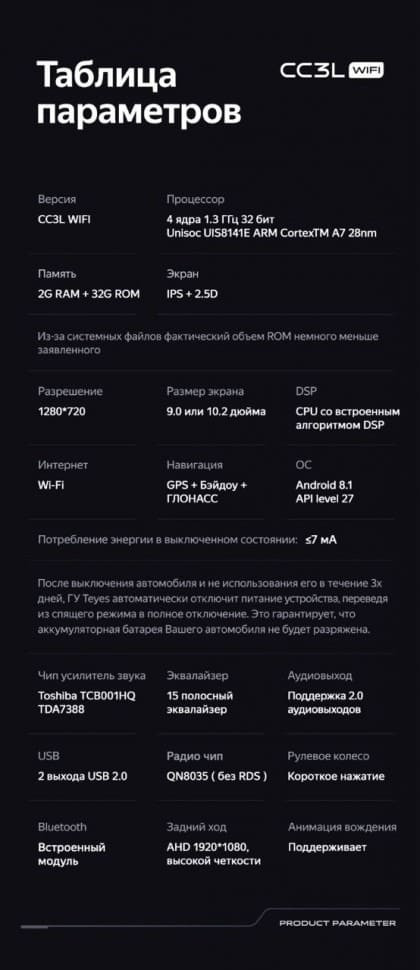 Штатная магнитола Teyes CC3L WiFi 2/32 Hyundai Getz 1 (2002-2011) F1