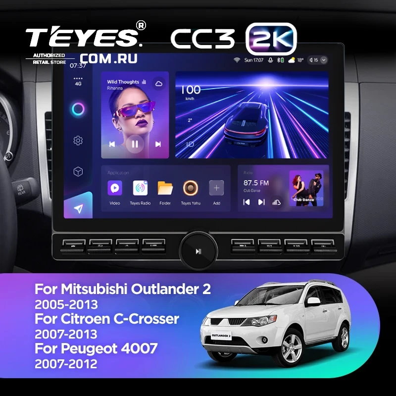 Штатная магнитола Teyes CC3 2K 6/128 Peugeot 4007 (2007-2012) Тип-A (13" с кнопками)