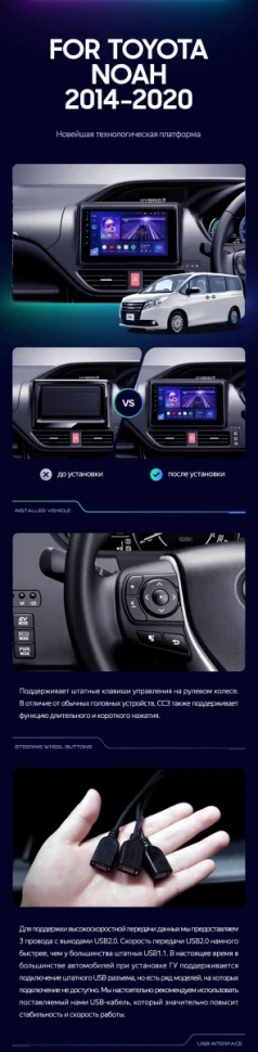 Штатная магнитола Teyes CC3 2K 4/64 Toyota Voxy III R80 (2014-2020) F1 Правый руль